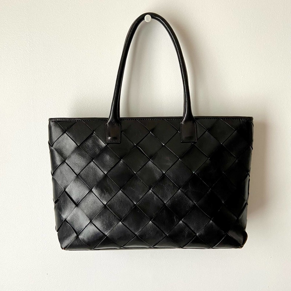 Wilsons Leather Woven Black Leather Tote Bag